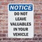 Signmission Do Not Leave Valuables In Your Vehicle, 7 in W x Rectangle, Plastic OS-2PACK-NS-P-710-V-11300 - alternate 2